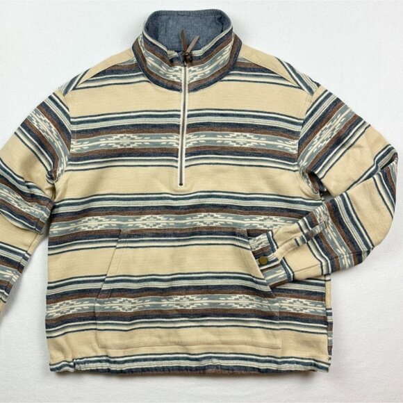 PENDLETON Mens 1/4 Zip Southwestern Aztec‎ Sweater Size S Front Pocket Beige